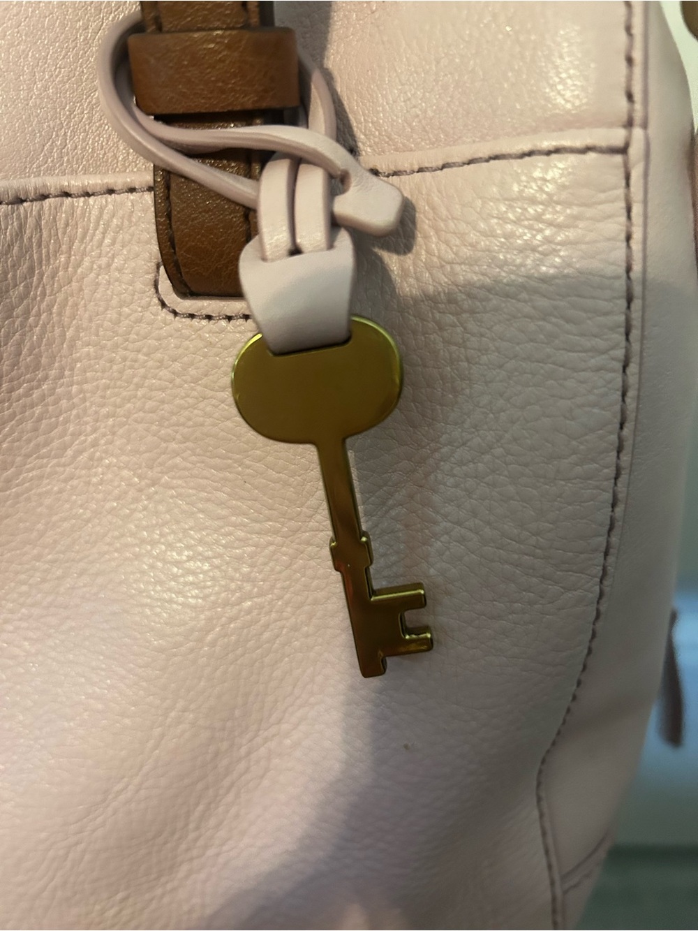Fossil Blush Pink Satchel with Brown Handles - Picture 5 of 15